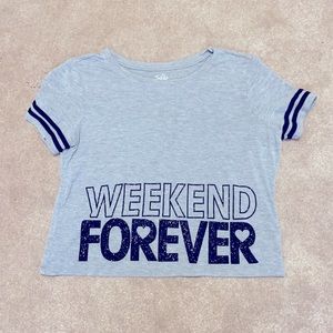 Justice, gray crop top, size 10